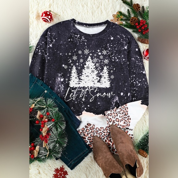 LET IT SNOW Graphic Leopard Sweatshirt - Picture 3 of 4
